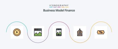 linha de finanças cheia de pacote de ícones de 5 planos, incluindo . Smartphone. venda. desconto vetor