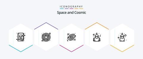 pacote de ícones de 25 linhas de espaço, incluindo . avatar. astronomia. estrangeiro. planeta vetor