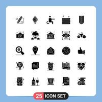 25 ícones criativos sinais modernos e símbolos de decoração de toalha de insígnia, limpeza de cadeira de rodas, elementos de design de vetores editáveis