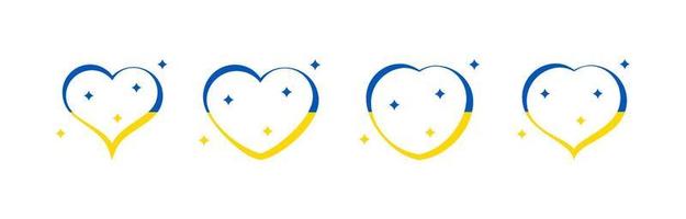 conjunto de corações em cores ucranianas vetor