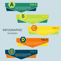 elementos de design infográfico de cinco etapas. modelo de design infográfico passo a passo. ilustração vetorial vetor