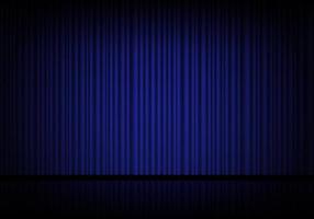 ópera de cortina azul, cortinas de palco de cinema ou teatro. holofotes no fundo de cortinas de veludo fechadas. ilustração vetorial vetor