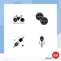 pacote de ícones vetoriais de estoque de 4 sinais e símbolos de linha para soquete de bicicleta esporte construção chinesa elementos de design de vetores editáveis