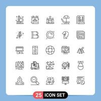 25 ícones criativos, sinais e símbolos modernos de elementos de design de vetores editáveis de guarda-chuva imobiliário verde-oliva