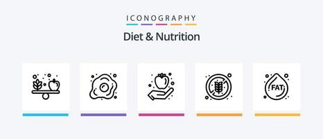 pacote de ícones de linha 5 de dieta e nutrição, incluindo fitness. dieta. dieta. fresco. dieta. design de ícones criativos vetor