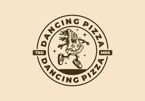 design de ilustração de mascote de pizza dançante vetor