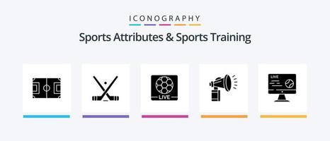 atributos esportivos e pacote de ícones de glyph 5 de treinamento esportivo, incluindo ventilador. atributo. bastão. ar. tela. design de ícones criativos vetor