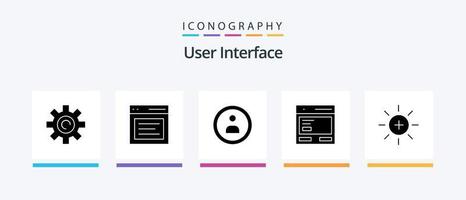 pacote de ícones do glifo 5 da interface do usuário, incluindo para. comunicação. mensagem. ligar. do utilizador. design de ícones criativos vetor