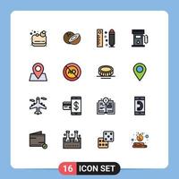 conjunto de 16 sinais de símbolos de ícones de interface do usuário modernos para bloco de anúncios, régua de localização, sinal de ponteiro, elementos de design de vetores criativos editáveis