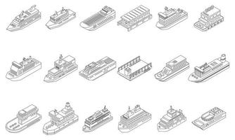 ícones de balsa definem contorno vetorial vetor