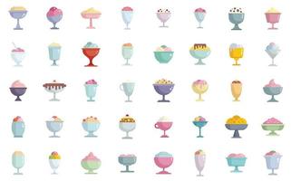 ícones de tigela de sorvete definir vetor plana. sorvete