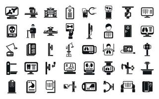 ícones de exame de raio-x definem vetor simples. quarto de hospital