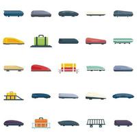 ícones de caixa de telhado de carro definir vetor plana. bagagem automática