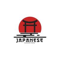 logotipo do restaurante japonês com símbolo do portão torii minimalista vetor