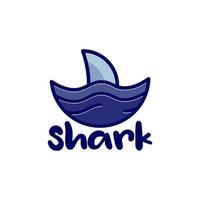 arte de linha de logotipo subaquático de tubarão engraçado simples, impressão de camiseta vetor