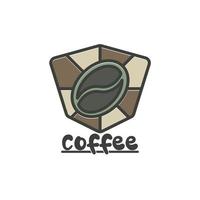 etiqueta de logotipo de arte de linha engraçada de marca de grão de café simples vetor