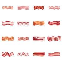 ícones de bacon definir vetor plana. conhecer comida