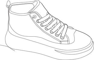 desenho de arte de linha contínua de sapatos em preto e branco vetor