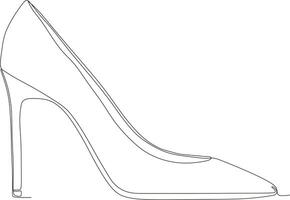 desenho de arte de linha contínua de sandálias femininas com salto alto em preto e branco vetor