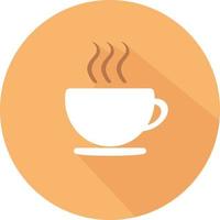 xícara de ícone plana de café. café quente. copo em um fundo de círculo amarelo com sombra. apropriado para o logotipo. design plano simples. arte vetorial vetor