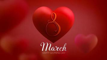 8 de março coração de vetor do dia das mulheres. ilustração em vetor eps 10. vetor 3d de coração vermelho para o dia internacional da mulher.