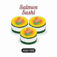 design de ilustração vetorial plana de sushi de carne de salmão. deliciosa comida asiática vetor
