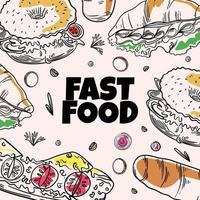 design de vetor de ilustração de comida latino-americana. comida rápida