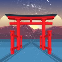 Portão flutuante do santuário de Itsukushima vetor