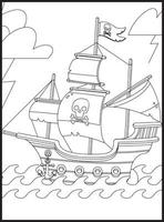páginas para colorir de piratas vetor