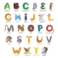 divertido alfabeto animal para crianças vetor
