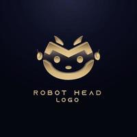 logotipo de cabeça de robô dourado bonito abstarct vetor