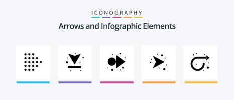 pacote de ícones de glifo de seta 5, incluindo o direito. frente. frente. seta. rede. design de ícones criativos vetor