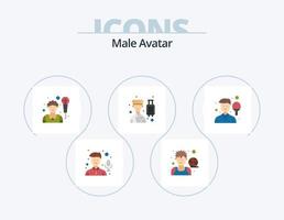 avatar masculino plana icon pack 5 design de ícones. avatar. profissional. jogador. hotel. avatar vetor