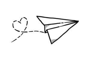 doodle ícone de avião de papel. mão desenhar avião de papel. ilustração vetorial. vetor