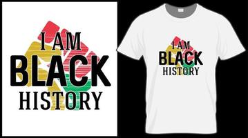 eu sou camiseta de história negra. gráfico de ilustração em vetor mês de história negra. fundo verde, vermelho e amarelo com texto. celebrar a cultura dos povos americanos e africanos.