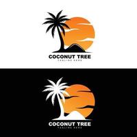 logotipo de coqueiro, vetor de árvore oceânica, design para modelos, marca de produto, logotipo de objeto de turismo de praia
