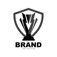 design de logotipo de troféu, vetor de troféu de campeonato vencedor do prêmio, marca de sucesso