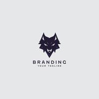 modelo de design de logotipo de trovão de lobo vetor