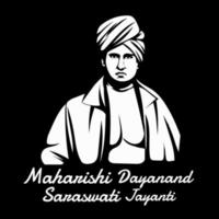 maharishi dayanand saraswati jayanti. fundo preto e branco vetor