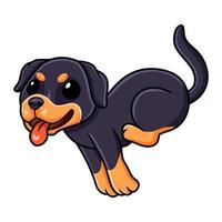 desenho animado de cachorro rottweiler bonitinho correndo vetor