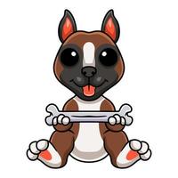 desenho de cachorro boxer bonitinho segurando um osso vetor