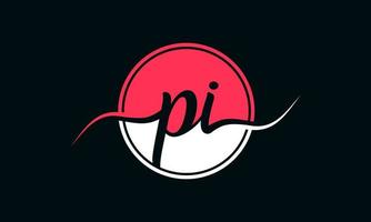 logotipo inicial da letra pi com círculo interno na cor branca e rosa. vetor profissional.