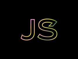 logotipo da letra js com vetor de textura de arco-íris colorido. vetor profissional