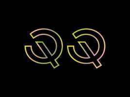 logotipo da letra qq com vetor de textura de arco-íris colorido. vetor profissional.