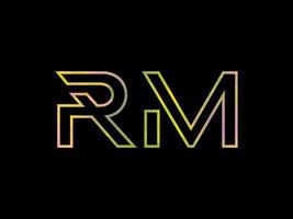 logotipo da carta rm com vetor de textura de arco-íris colorido. vetor profissional.