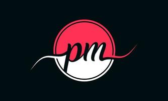 logotipo inicial da letra pm com círculo interno na cor branca e rosa. vetor profissional.