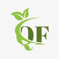 logotipo da letra qf com swoosh deixa vetor de ícone.