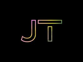 logotipo da letra jt com vetor de textura de arco-íris colorido. vetor profissional