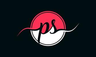 logotipo inicial da letra ps com círculo interno na cor branca e rosa. vetor profissional.
