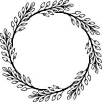 ilustração em vetor ornamento floral circular em cores preto e branco